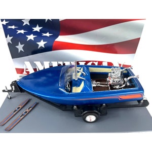 Vintage Revell 1/25 Scale Hemi Hydro Speedboat Model With Trailer & Skis