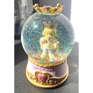 Precious Moments Musical Girls Rule Snow Globe With Princess Figure & Glitter Accents Plays Waltz of the Flowers