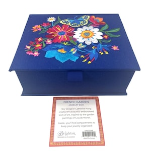 Brighton French Garden Embroidered  Jewelry Box Catherine Hong Design, No compartments