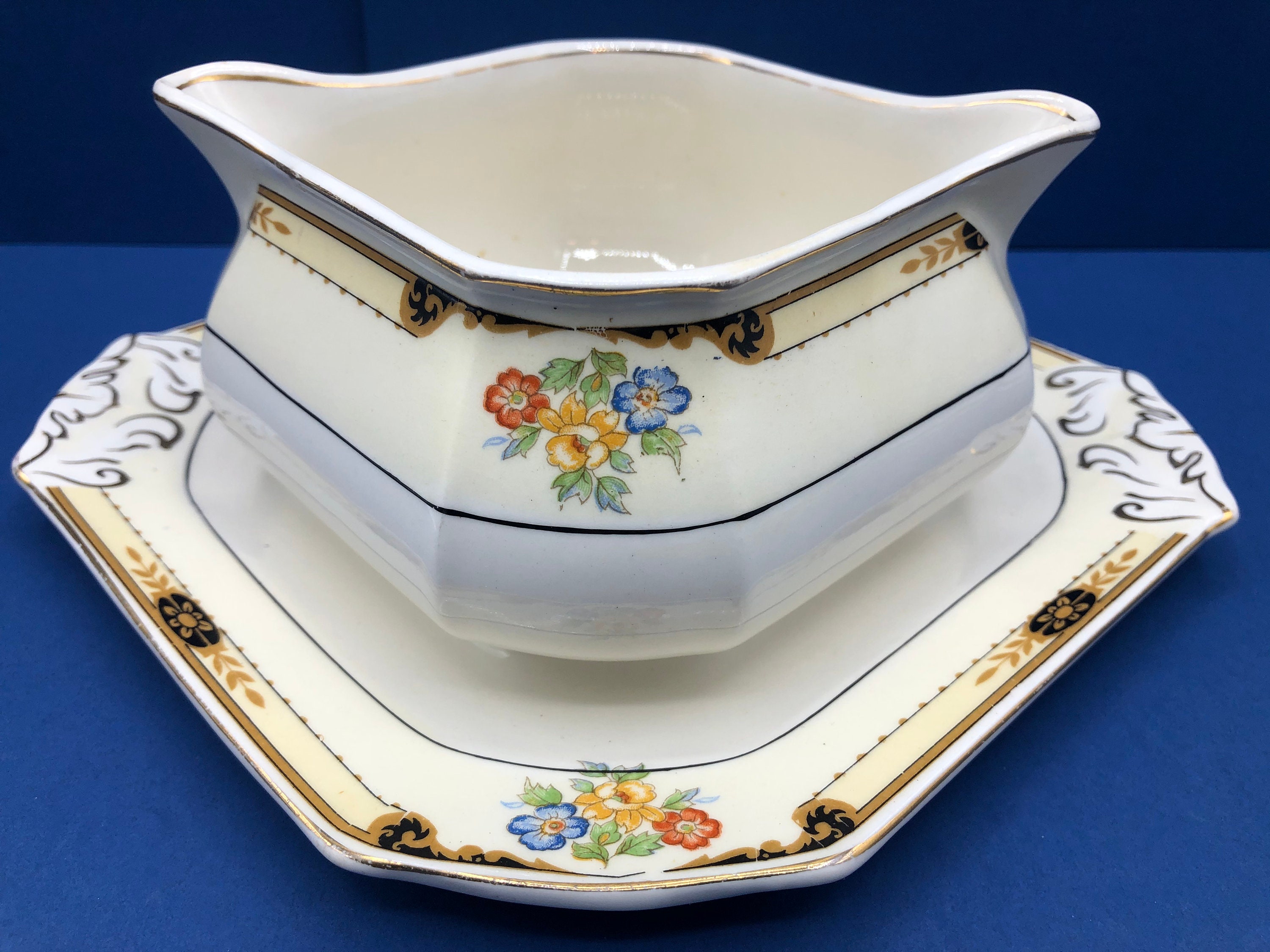 Antique Gravy Boat W Attached Saucer by W H Grindley and Co of Etsy