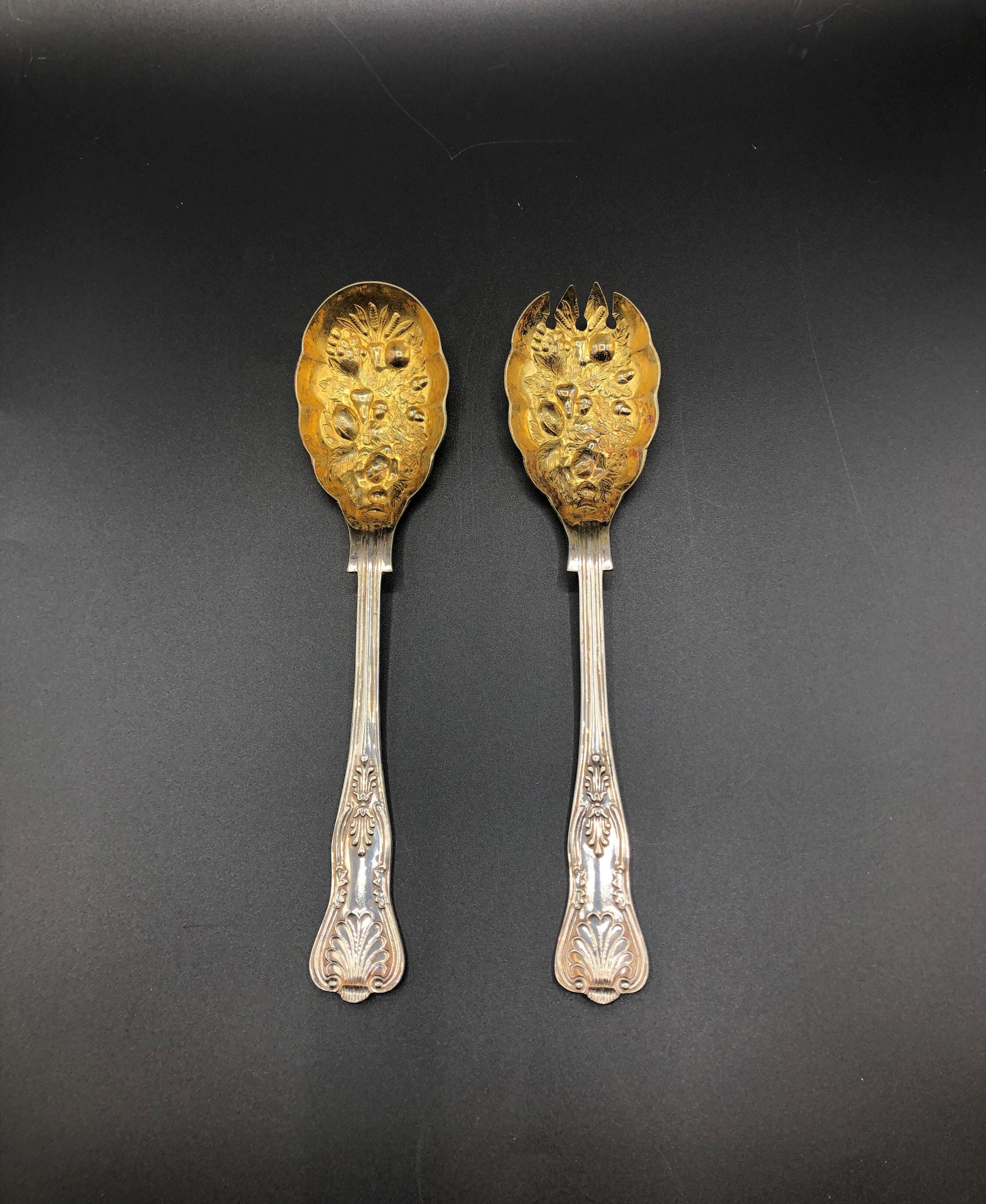 Sheffield England Silver Plated Serving Set. Kings Pattern