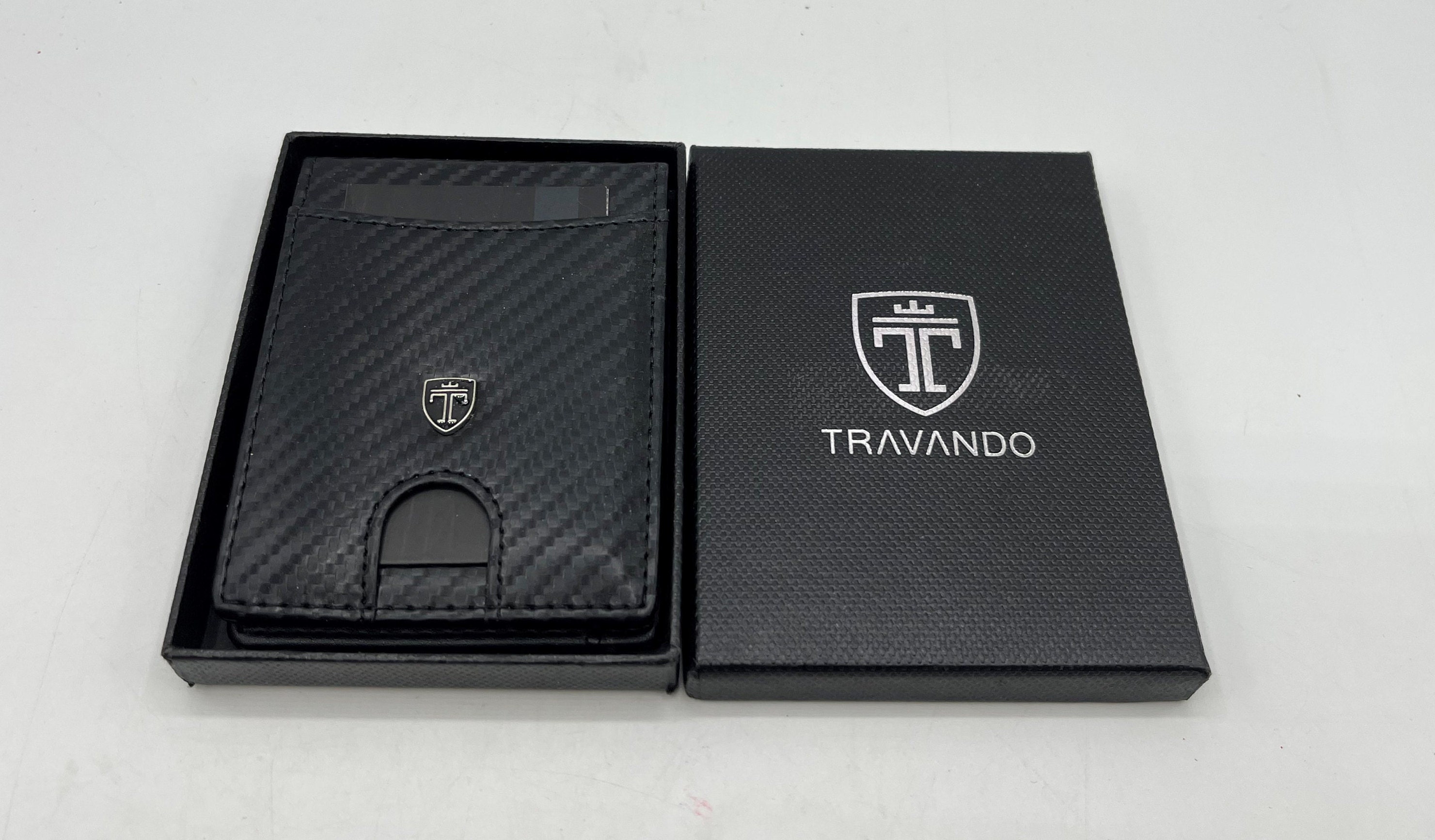 Travando Slim Wallet With Money Clip Designed in Germany. Black