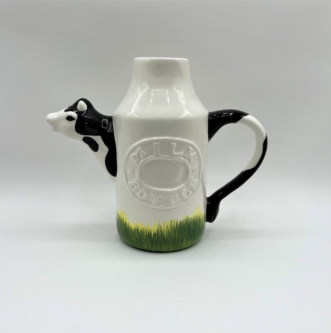 Ceramic Cow Milk Pitcher Milk Bottle. Hand Crafted and Hand Painted. 7