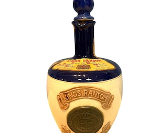 Kings Ransom Empty Ceramic Scotch Whisky Decanter 94 Proof 4/5 Quart Collectible Bottle Made In England