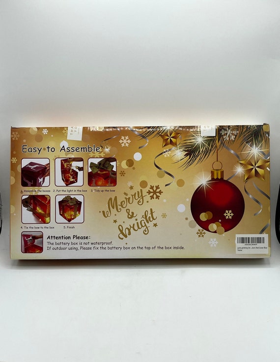 Christmas Light Boxes Set. 3 Easy to Assemble Boxes Red Etsy