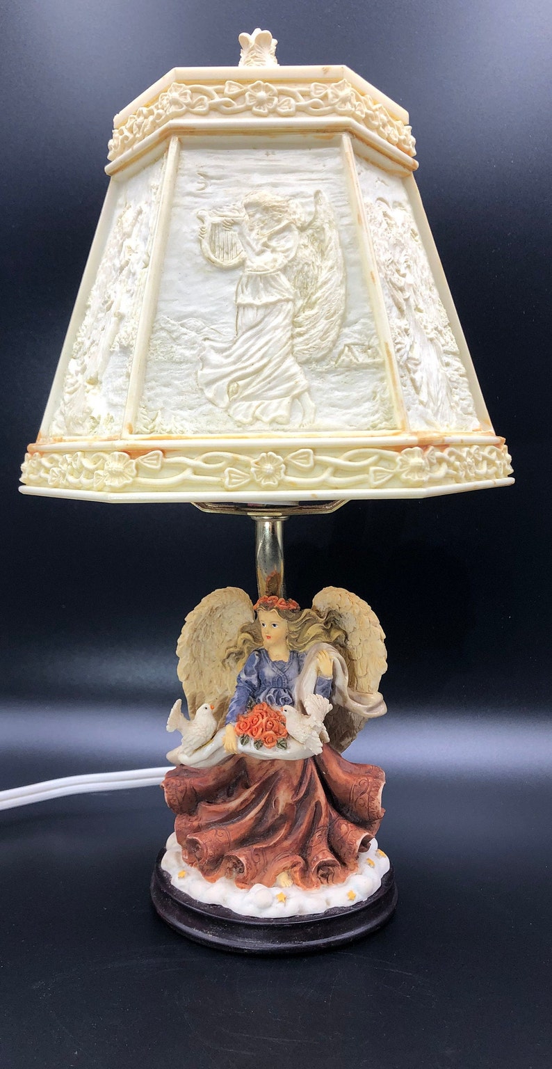 Angel Accent Lamp Highly detailed Angel figurine. Shade has 6 Etsy