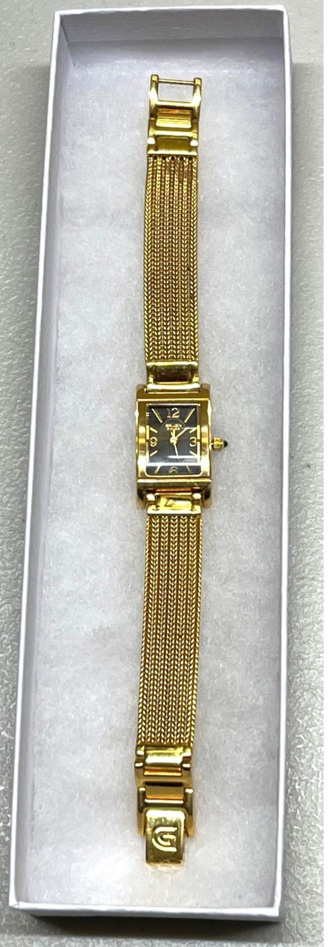 Gruen Precision Gold Tone Rectangular Face Chunky Curb Chain Link Bracelet Watch Gruen gold capped rectangular - Gem main image 2