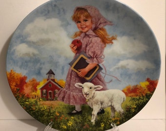 Vintage 1985 "Mary Had A Little Lamb" Limited Edition Collectors Plate from Mother Goose Series art by John McClelland.  Excellent Condition