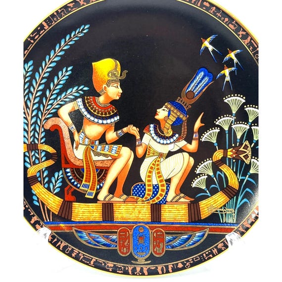 Tutankhamun and His Princess Limited Edition Plate by Negeh Nassif