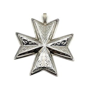 1977 Reed and Barton Sterling Silver Christmas Cross Ornament or Pendant  2.5" x 2.5"