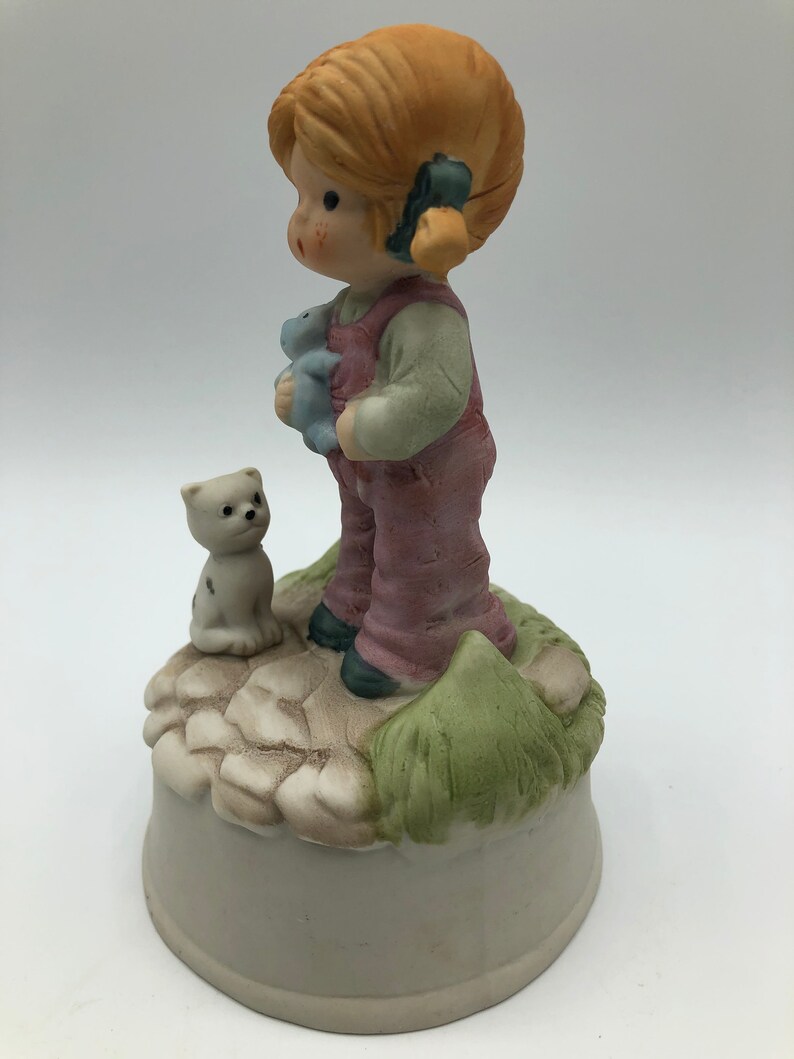 Musical Porcelain Figurine by Flambro Little Girl With Teddy Etsy