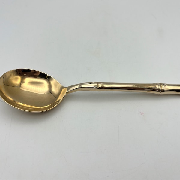 Vintage Wallace Bamboo Gold Plated Serving Spoon. 1 7/8" wide x 7" long