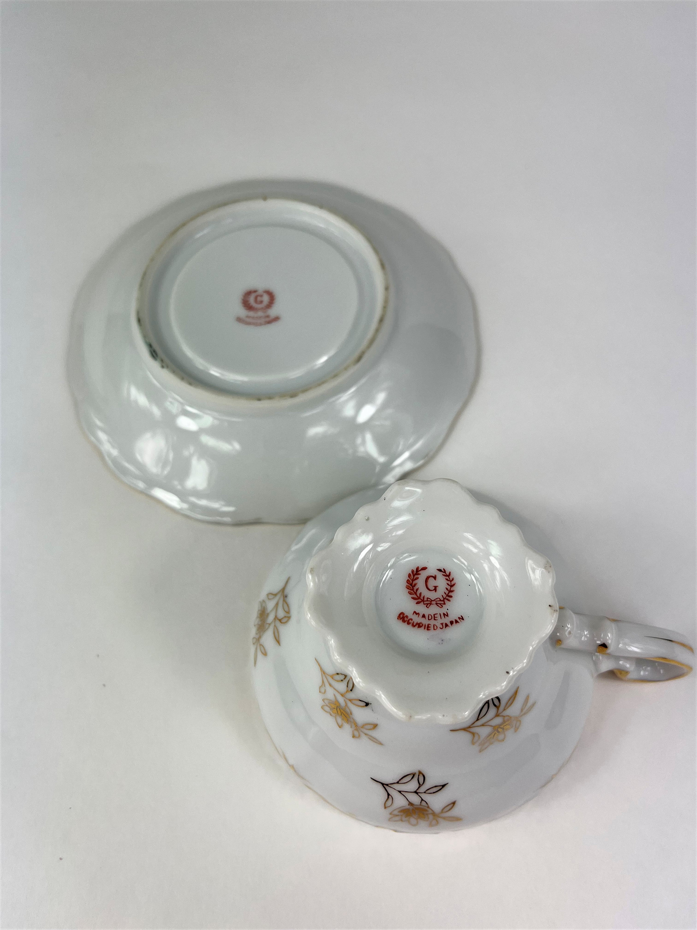 Rare 1940's Made in Occupied Japan Cup and Saucer Black and
