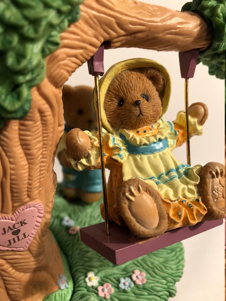 Musical Cherished Teddies Teddy Bear S Picnic Boy Bear Pushing Little Girl Bear On A Swing Both Moving Back And Forth As Music Plays