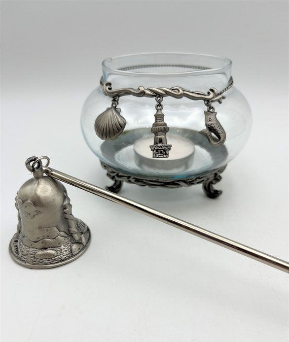 Pewter and Glass Seaside Candle Light Gift Set. Glass Holder Etsy