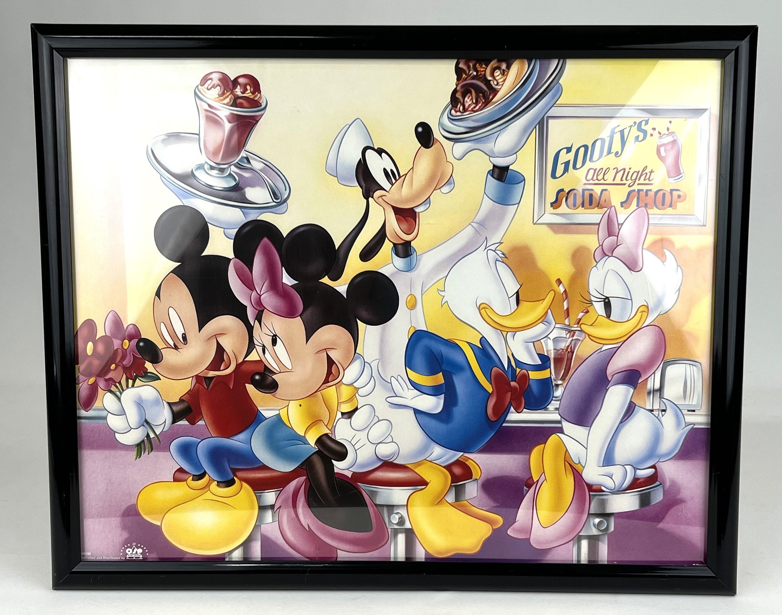 Large Disney Framed Poster Mickey and Friends at Goofy's All Night