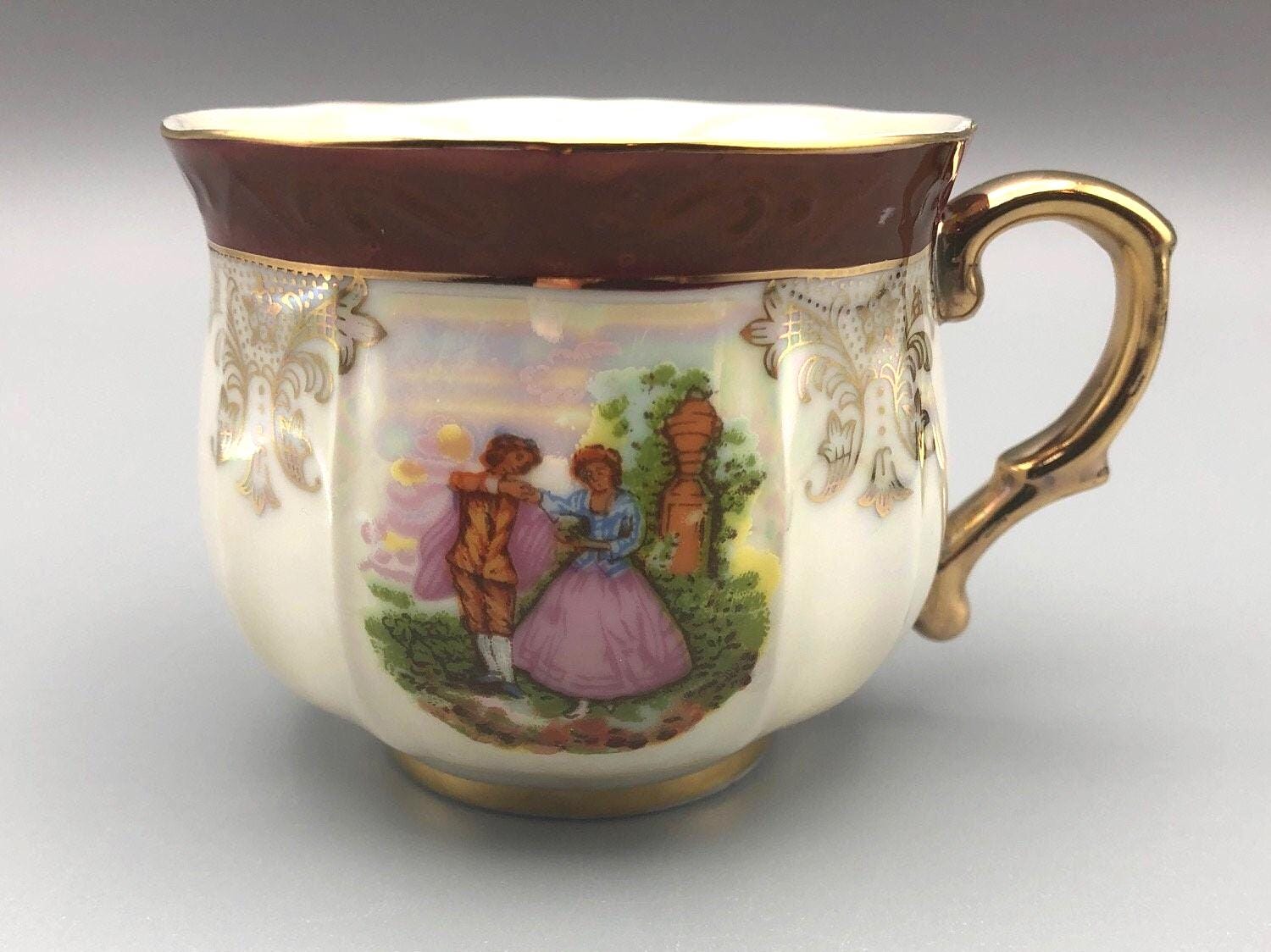 【限定品】姫路城30th Anniversary Takeda クリスタルガラス Vintage Royal Japan Teacup and Reticulated Saucer, Colonial