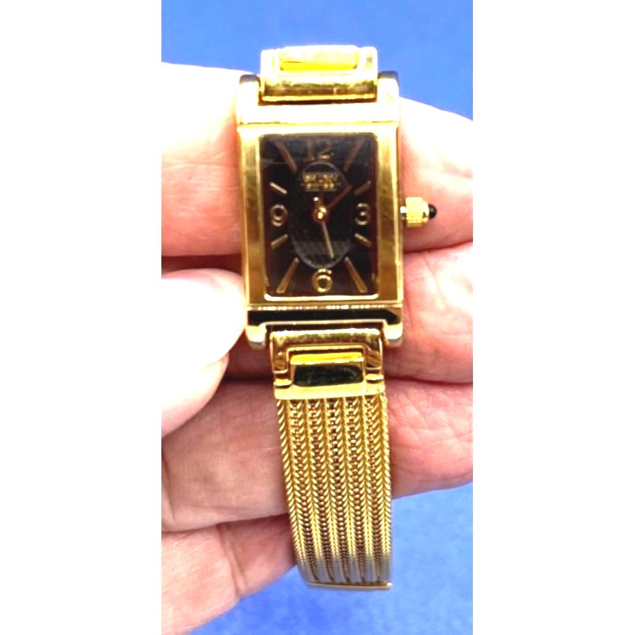 Gruen Precision Gold Tone Rectangular Face Chunky Curb Chain Link Bracelet Watch Gruen gold capped rectangular - Gem main image 3