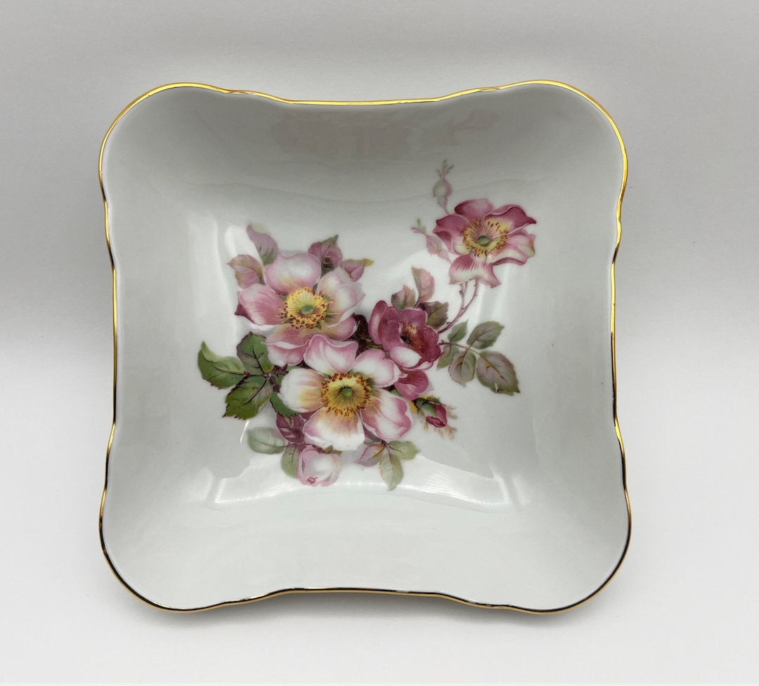 Vintage Wild Rose China Bowl by Schumann Arzberg Germany Golden Crown E ...