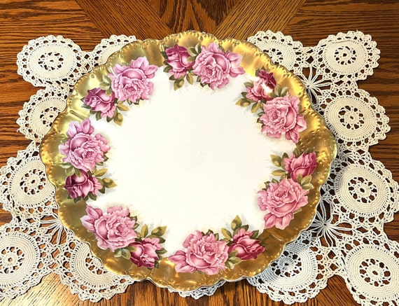 Antique Crown RC Malmaison Bavaria Pink Roses and Gold Gilt China