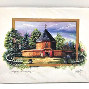 Stampa firmata dell'acquerello originale "The Magazine" Williamsburg Virginia di Gail Duke 8" x 10"