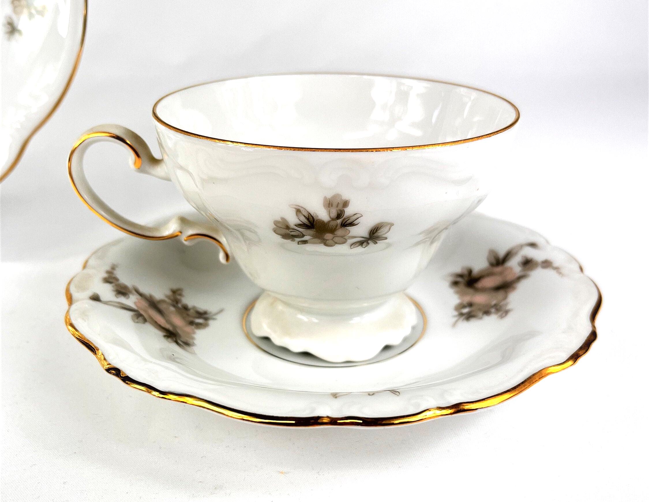1940's Johann Haviland Bavaria Germany Sepia Rose China 6 Pc Place