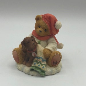 1997 Cherished Teddies Figurine, Lee with sweet puppy, "You're a Bear's Best Friend" by Priscilla Hillman. In original box with certificate.