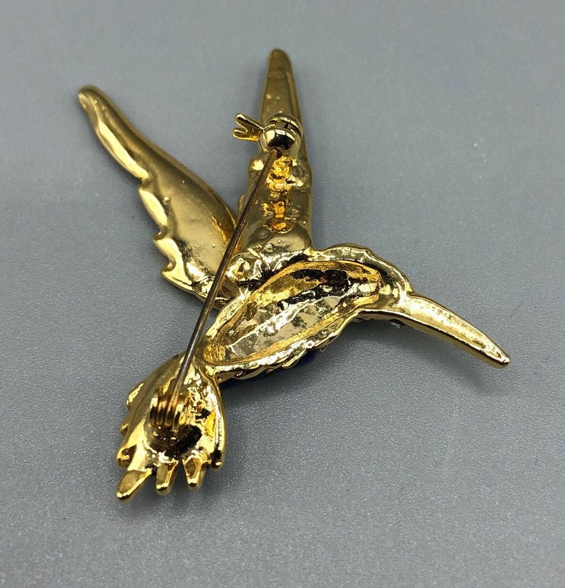 Vintage Hummingbird Pin / Brooch with Brilliant Rhinestones Etsy