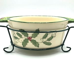 Mini Casserole/Dip Dish with Metal Wire Rack from Temp-Tations by Tara Presentable Ovenware  4&quot; x 6.75&quot;