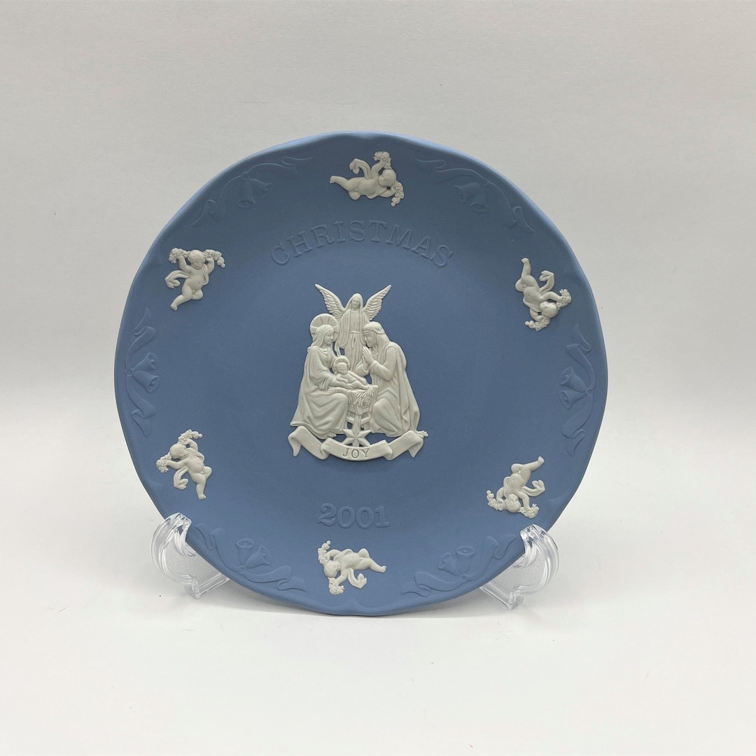 2001 Wedgwood Blue Jasperware Christmas Nativity Plate 7.5 Etsy