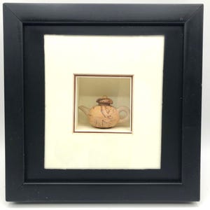 Miniature Tea Pot of Pottery or Wood in Shadowbox Frame With Glass ...