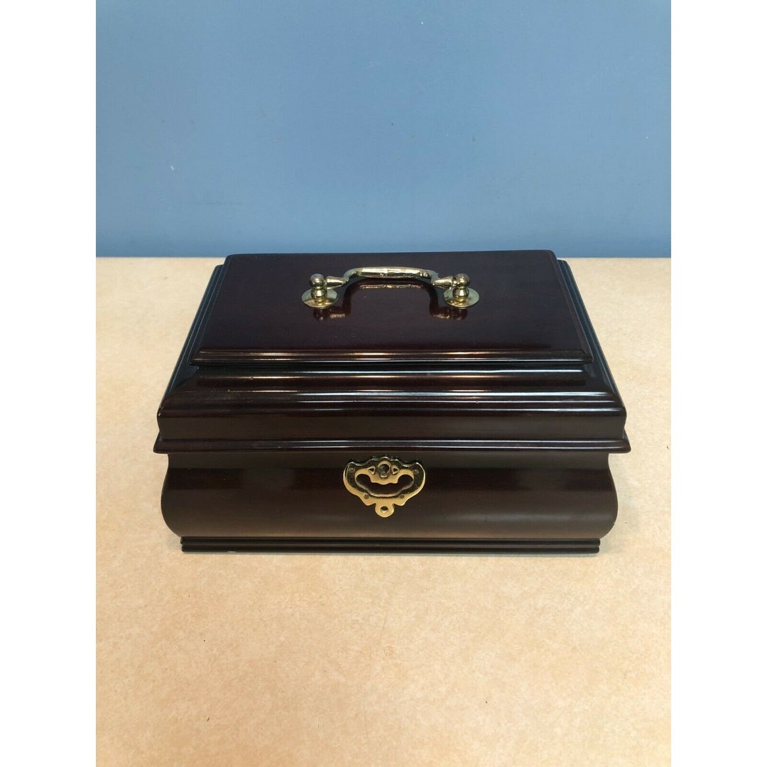Wooden Jewelry Treasure Box With Brass Handle and Hardware. No Key. - Etsy