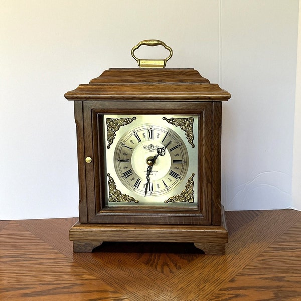 D & A Westminster Quartz Mantle Clock for Parts and Repair. 10" x 6" x 14" tall