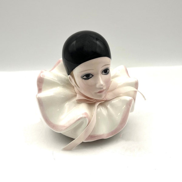 Porcelain Clown Doll Head Musical Figurine by Schmid Pierott Love by Michel Oks. Plays Be A Clown as it revolves. 4" x 3.5" tall