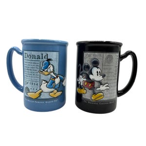 Disney Donald Duck & Mickey Mouse Dimensional Ceramic Coffee Mugs Set Of 2