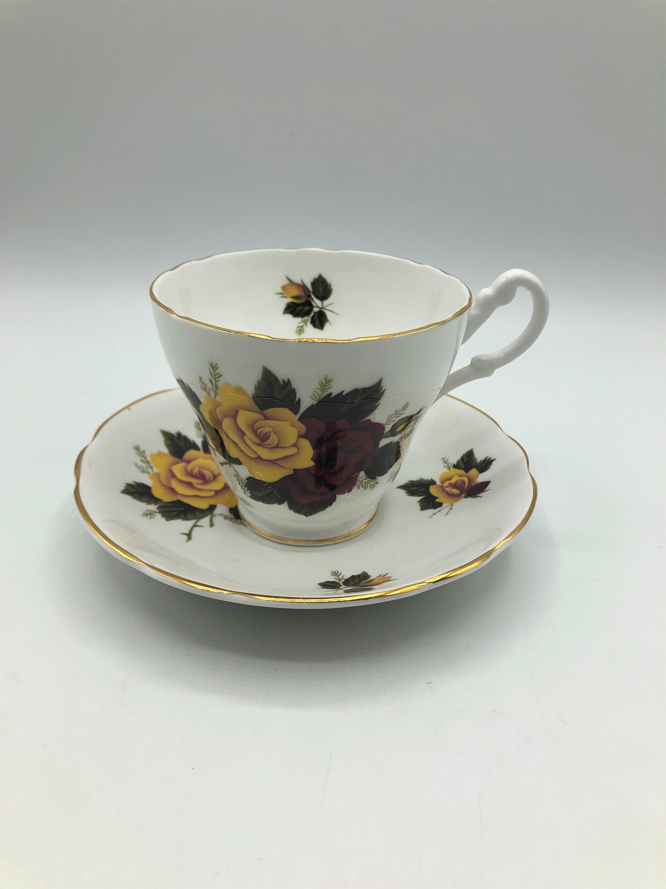 Royal Ascot Bone China Cup and Saucer, Made in England. Yellow and