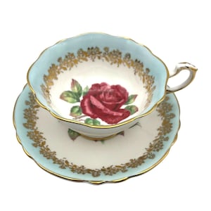 Rare Vintage 1960 Paragon Bone China Tea Cup & Saucer Set With Rose Pattern Made in England