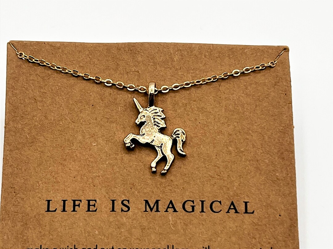 Gold Dipped Sterling Silver Unicorn Pendant and Gold Tone Chain