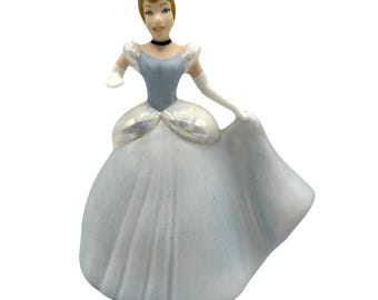 Disney Cinderella Ceramic Figurine Blue & White 5" x 5"