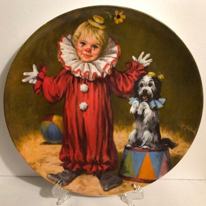 Vintage 1982 &quot;Tommy the Clown&quot; 9.5&#39;  Limited Edition Plate from Children&#39;s Circus Collection, art by John McClelland. Excellent Condition.