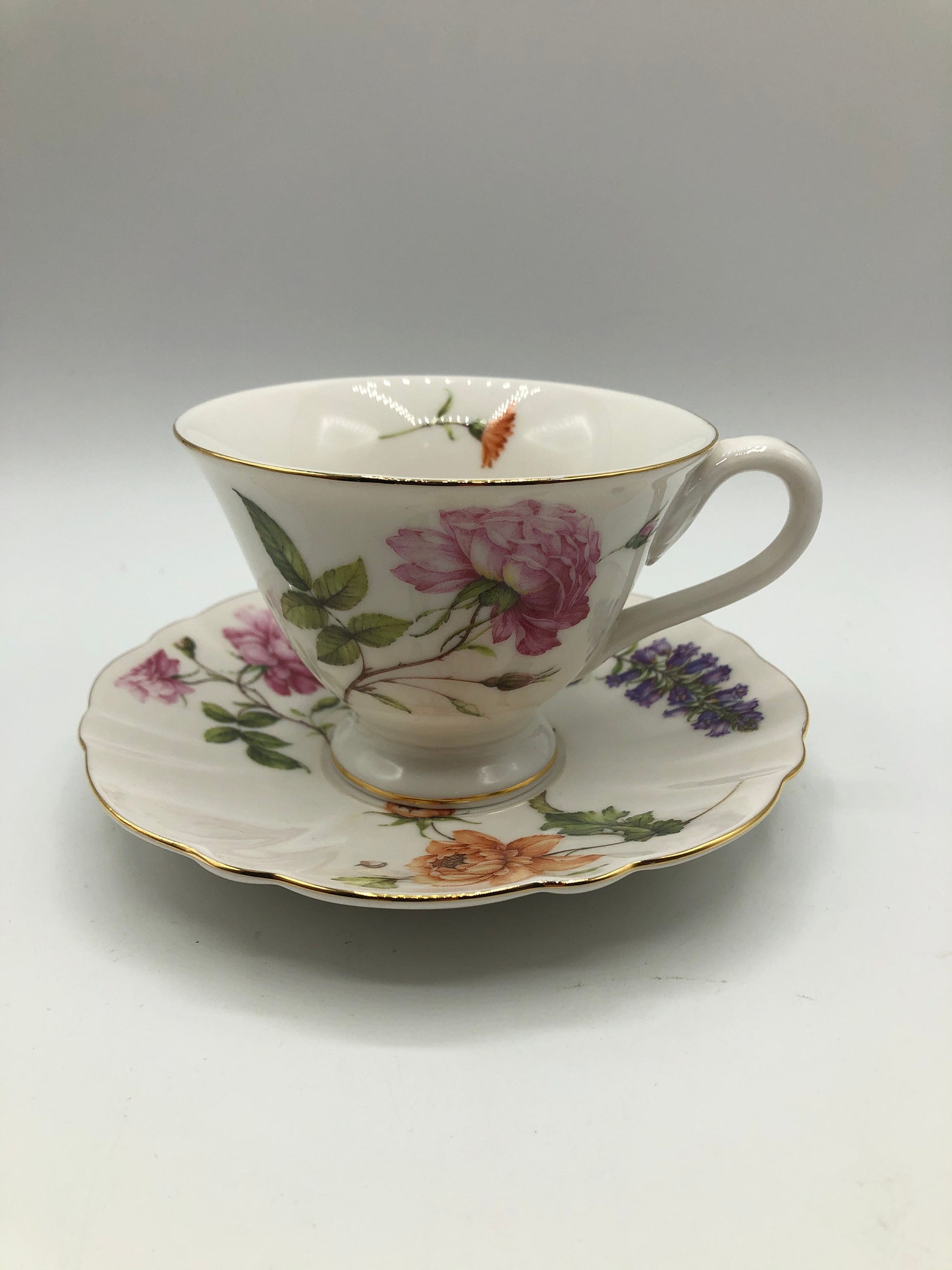 Tea Cup and Saucer by Grace Tea Ware With Beautiful Etsy