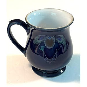 Denby England Blue Floral Ceramic Mug 4.25&quot; high