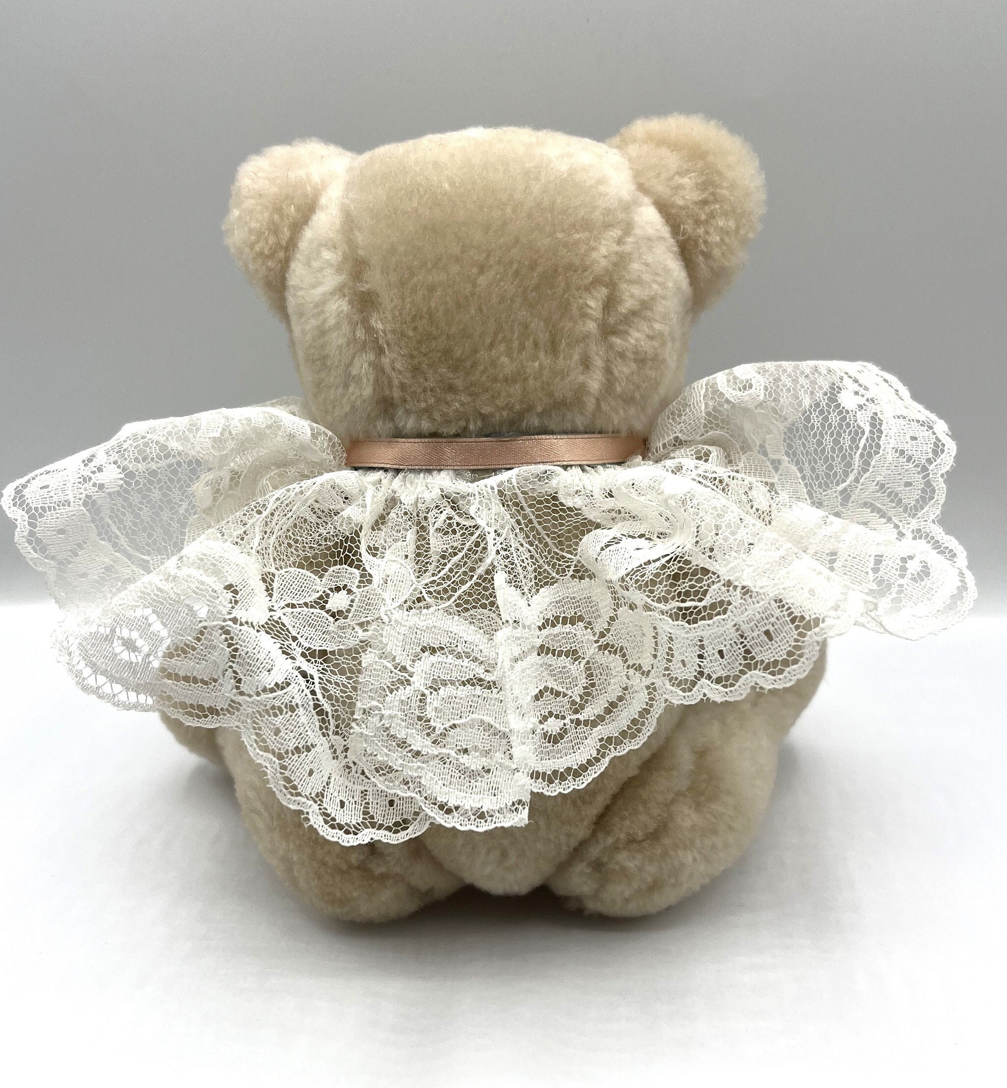 Sweet Teddy Bear Plush in Lace and Ribbons and Flowers. Moveable