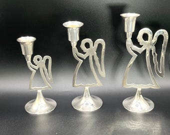 Versilberter Engel Kerzenhalter Von International Silver Co. 3er Set