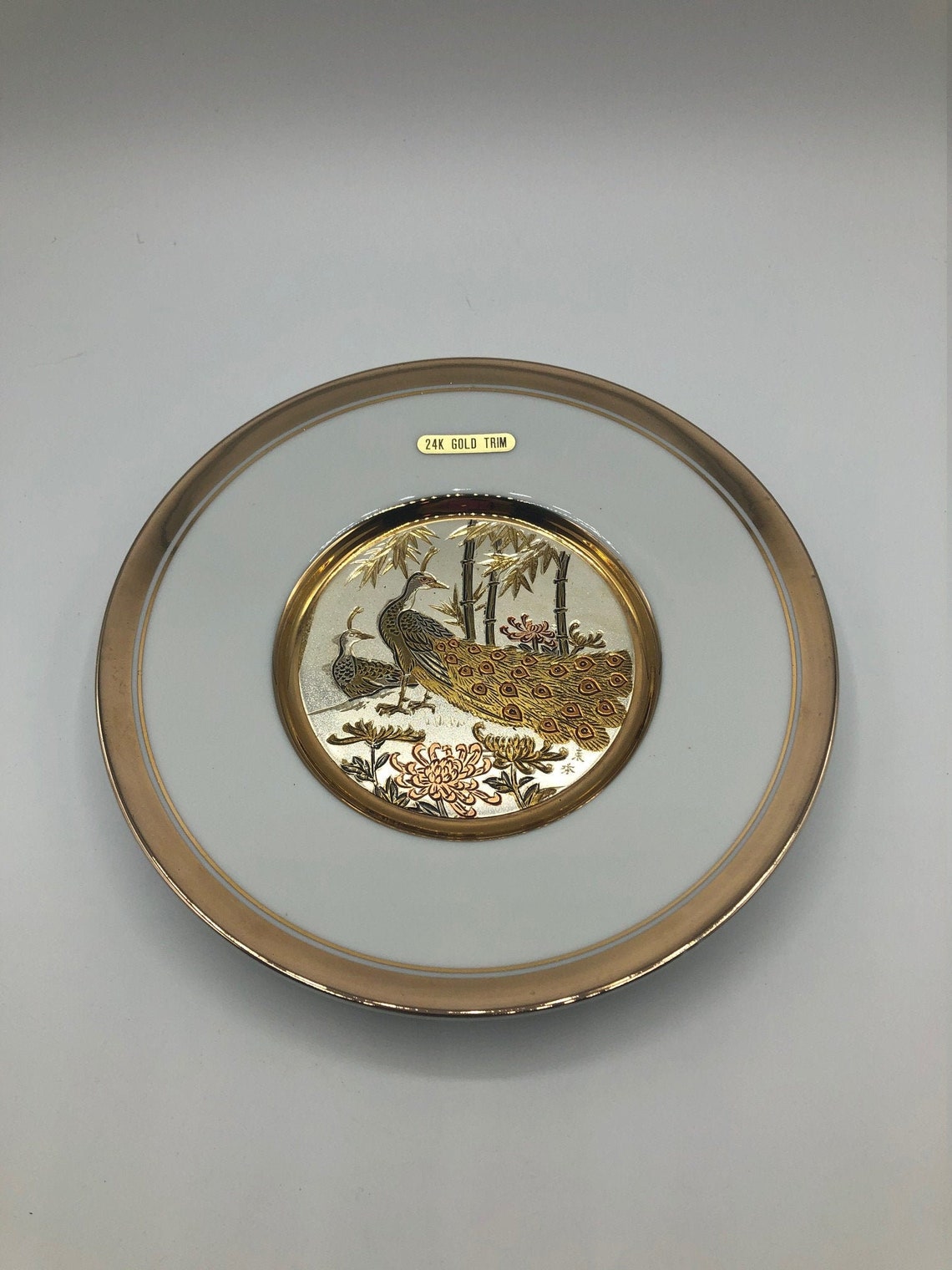 Japanese Chokin Art Collectible Plate 24K Gold Trim. Original Etsy