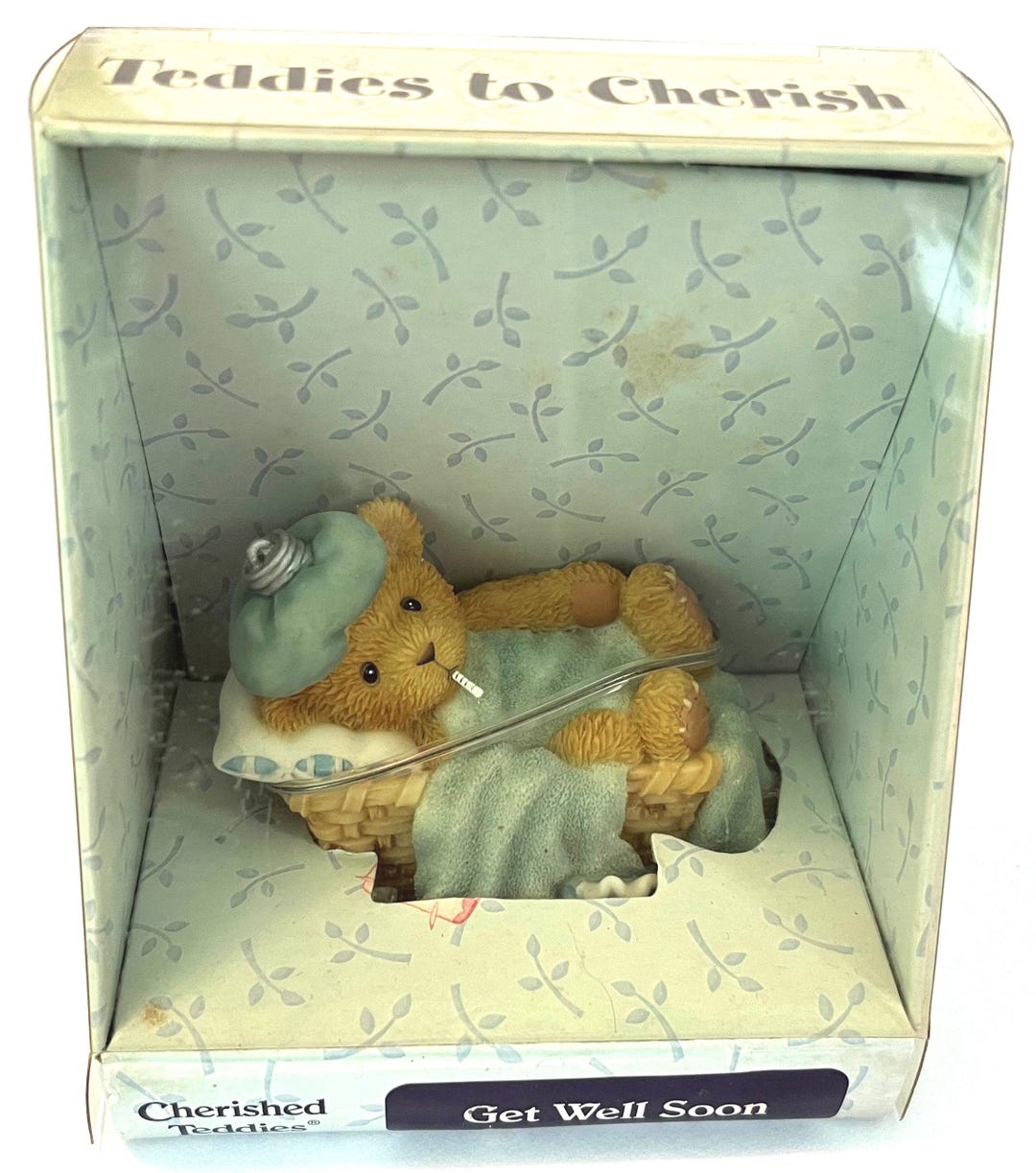 Cherished Teddies Get Well Soon Figurine. Bear in Bed With