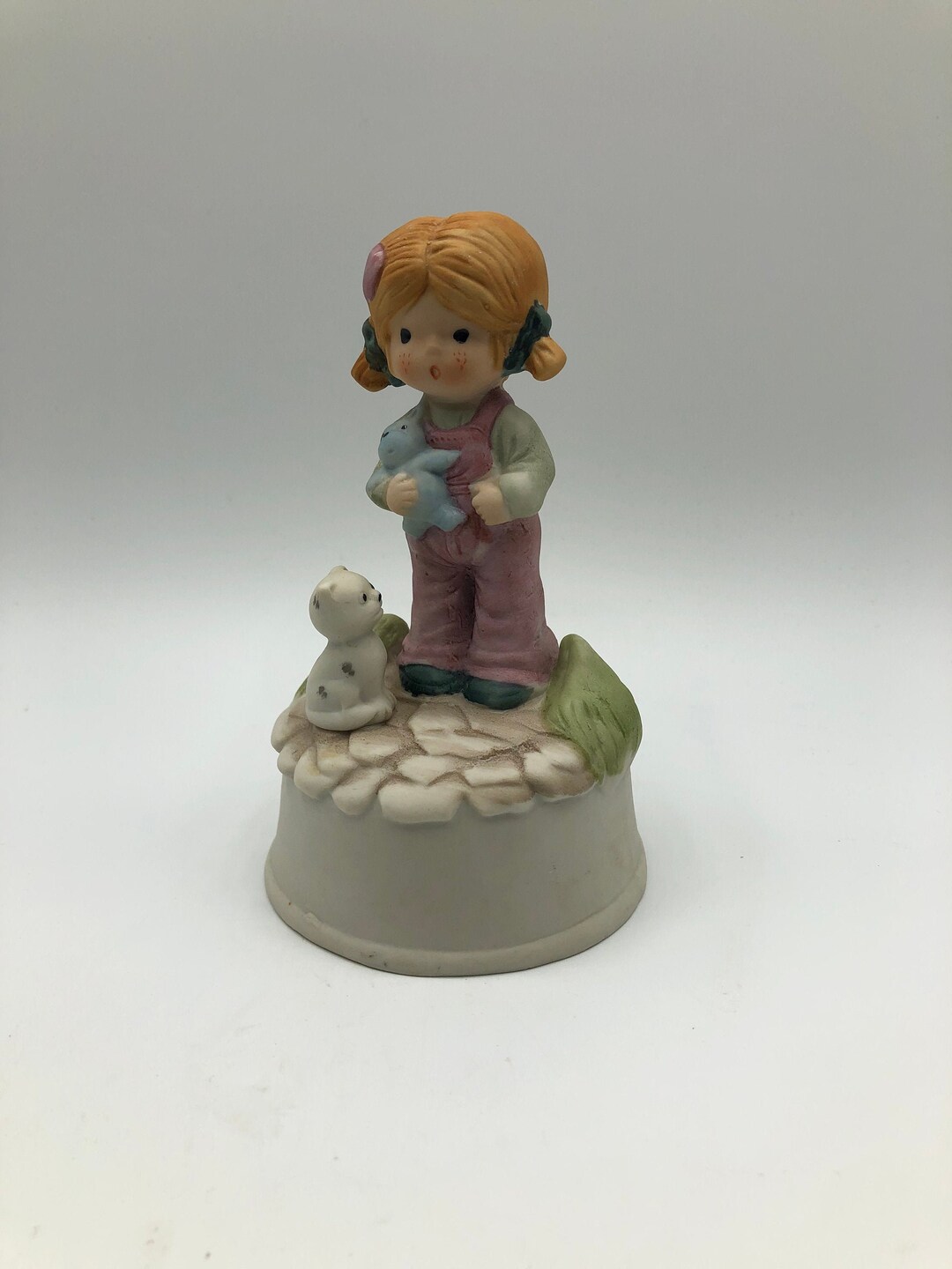 Musical Porcelain Figurine by Flambro Little Girl With Teddy Bear and a