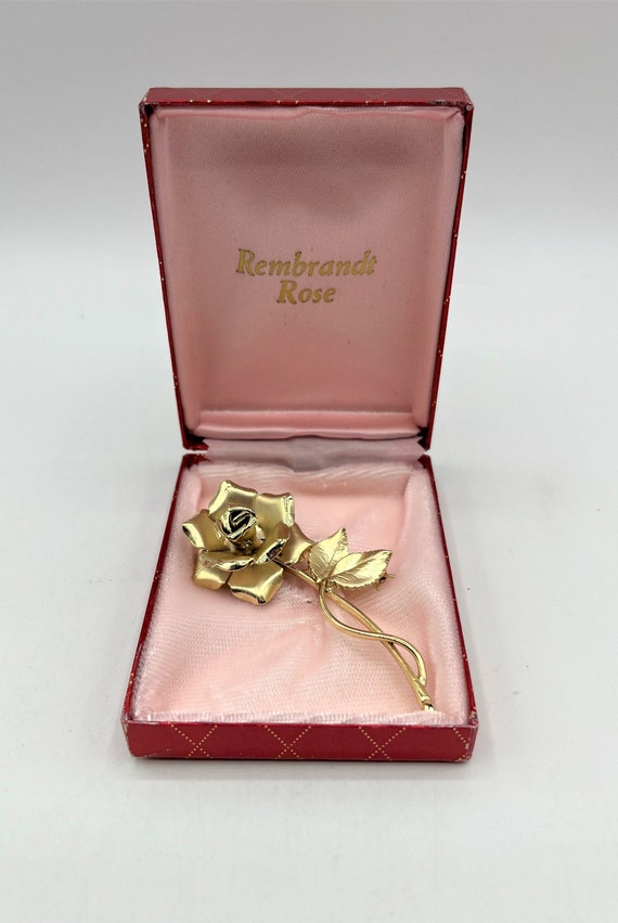 Vintage Rembrandt Rose Brooch Golden Rose Brooch i