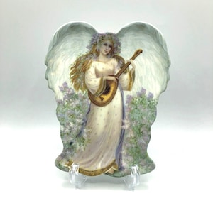 Decoratief bord Angel "Tranquility's Serenade" uit 1997, kunst van Nadzhda Strelkina. 2e in Symphony of Angels-collectie voor Bradford Exchange.