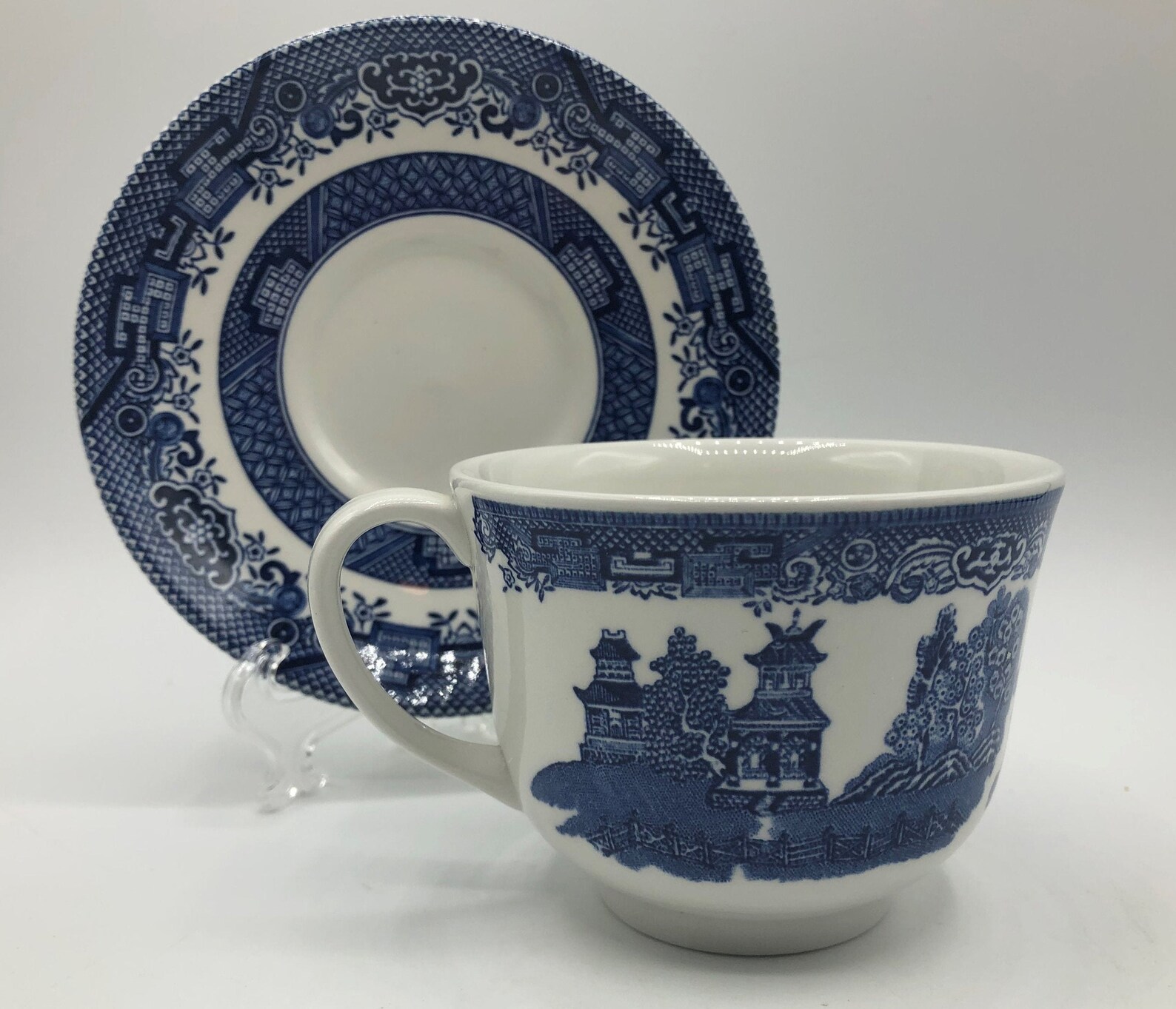 Vintage Blue Willow Tea Cup and Saucer Churchill Made in Etsy